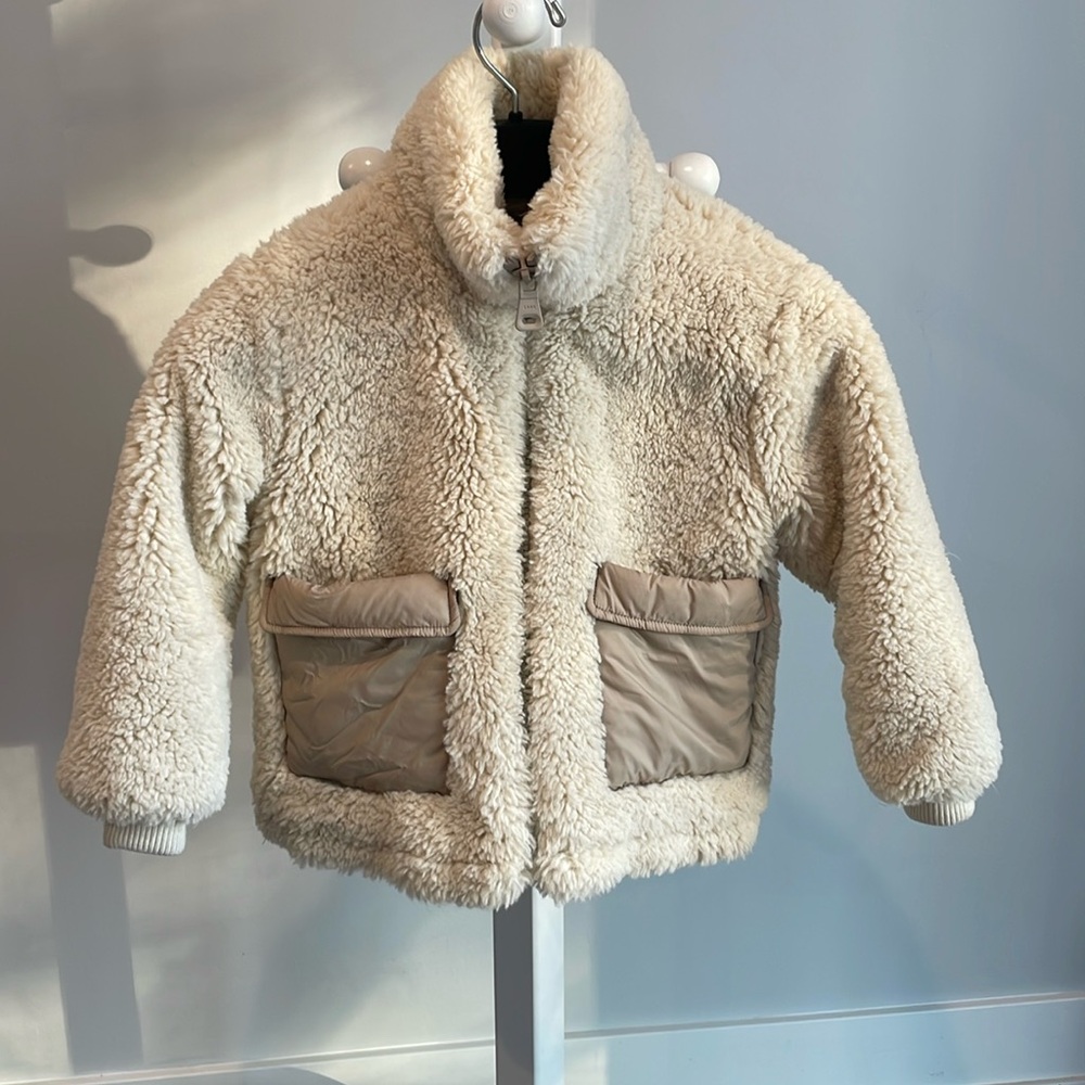 Zara Teddy Jacket Beige size 7